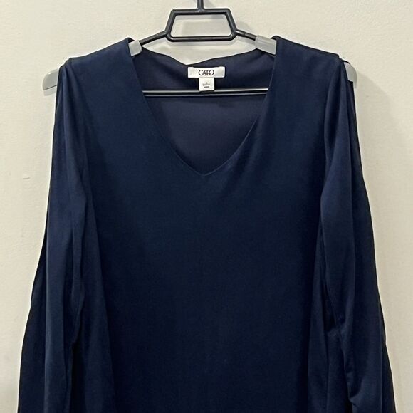 Cato Womens Blue Velvet Short Dress Cold Shoulder Long Sleeve Dress Size Medium - Picture 3 of 11